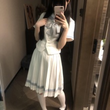 lulucake小栀jk制服水手服短袖收腰夏季日系白色学院风长裙套装女