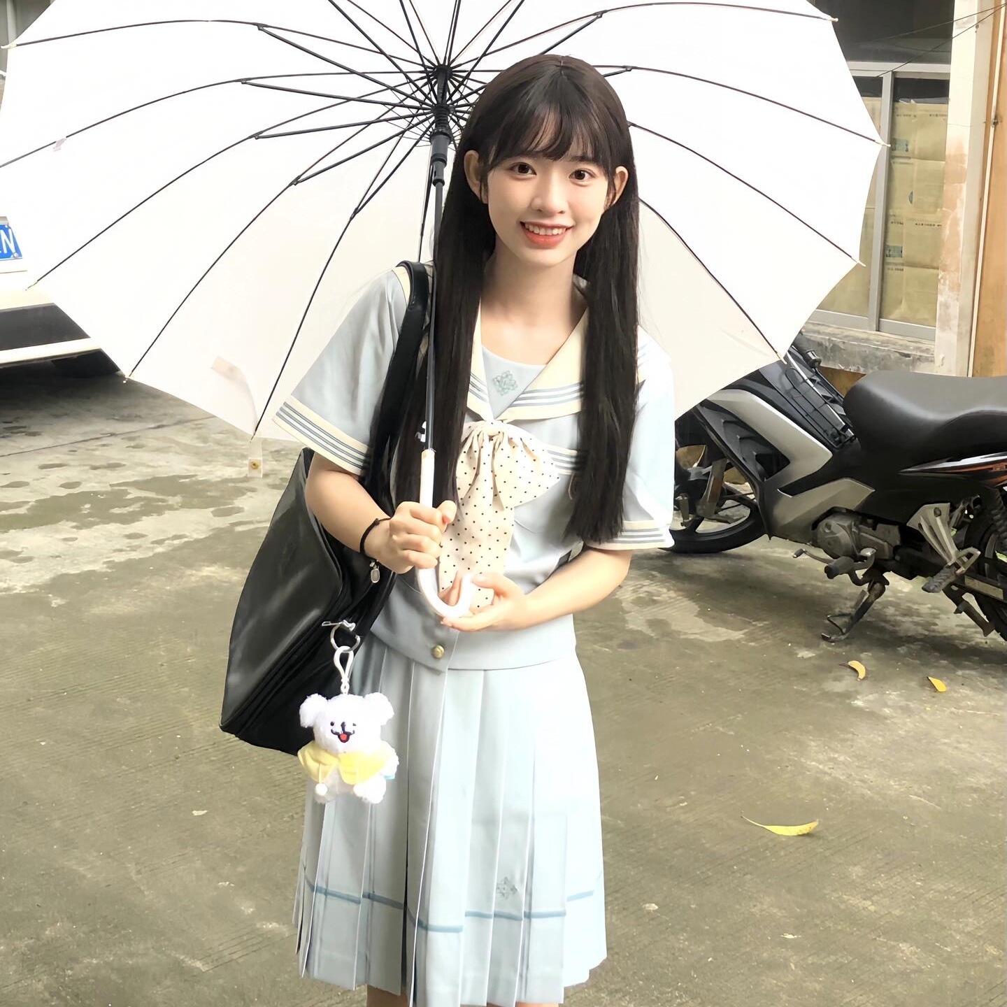 薄荷白巧水手服女短袖上衣