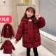 红色新年服加厚羽绒棉服中大儿童棉衣宝宝拜年服外套 15岁女童装
