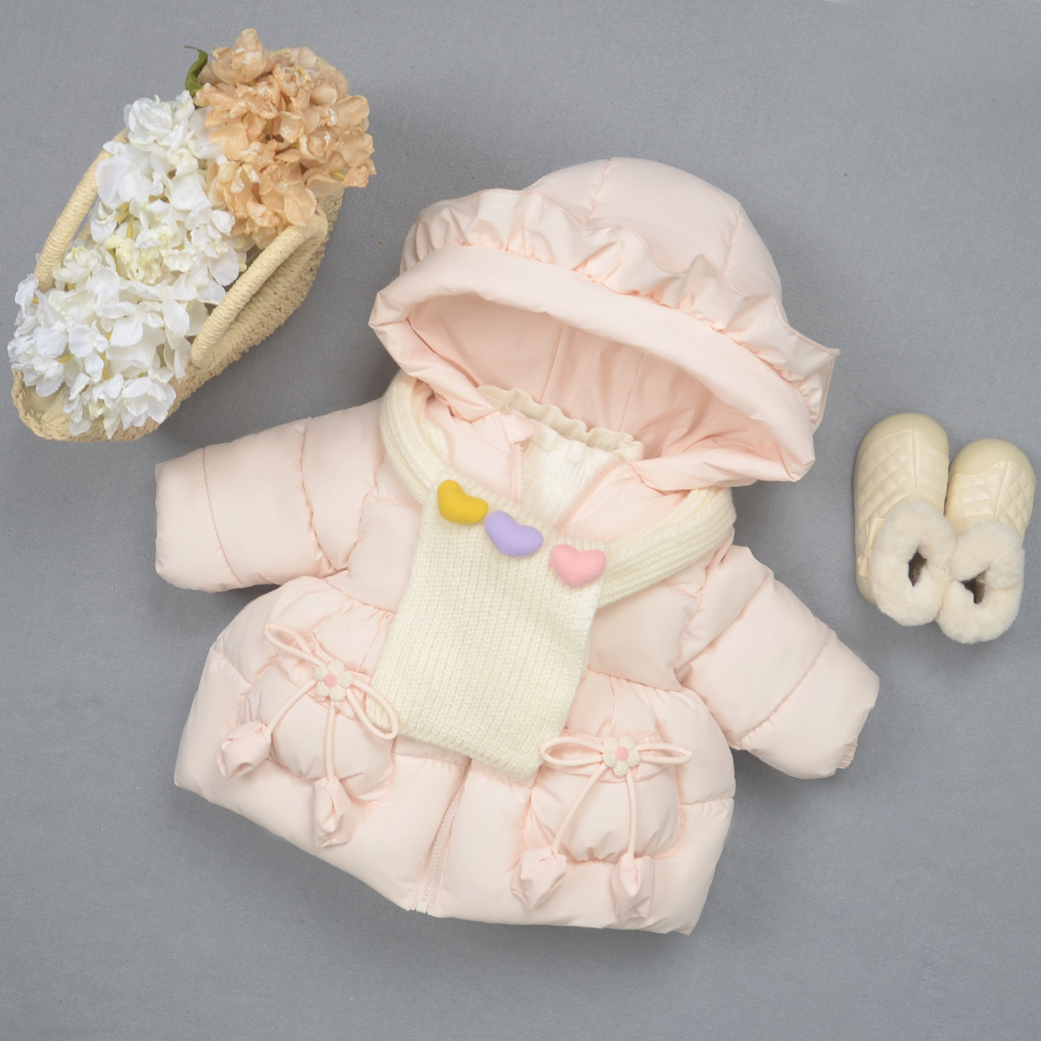 女童冬装加绒加厚羽绒棉服