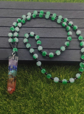 珠子链女士民族风毛衣链几何碎石吊坠中国风优雅气质女生生日礼物