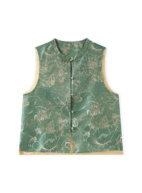 富贵长青-YZ601035新中式桑蚕丝中国风复古时尚气质马甲女装