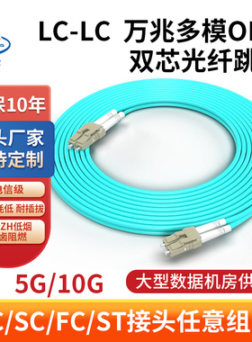 辉宏时代电信级多模光纤跳线OM3万兆LC-LC双芯OM4光钎线3米5米10m两芯双工小方头转FC-SC-ST尾纤光缆源头厂家