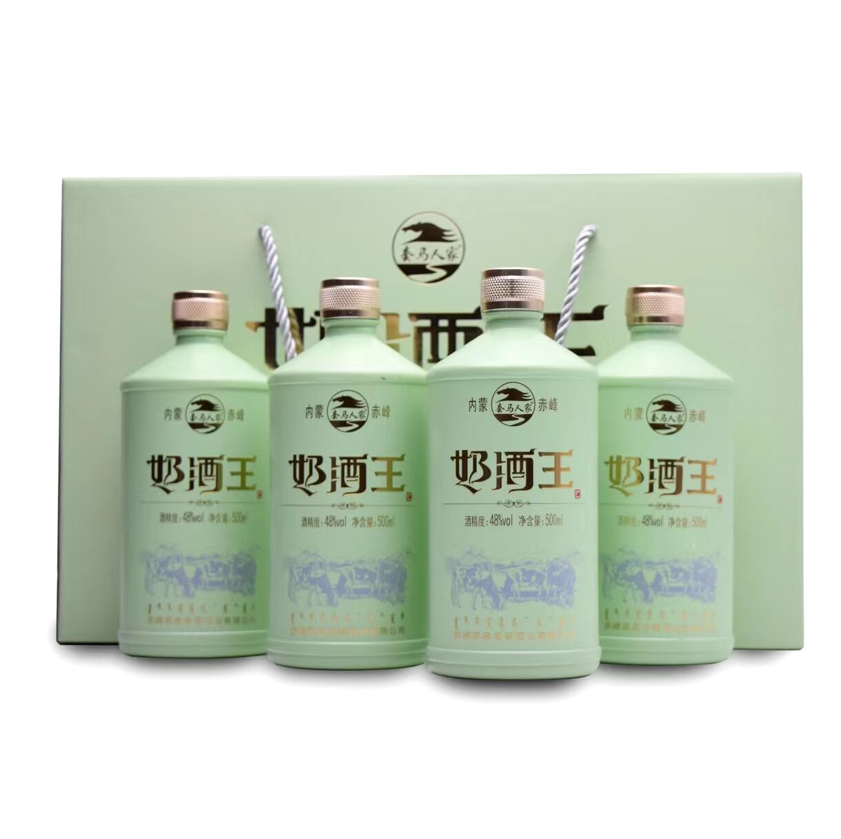 奶酒王 48度500ml*4瓶 蒸馏型高度 高档礼盒装透明色内蒙古草原
