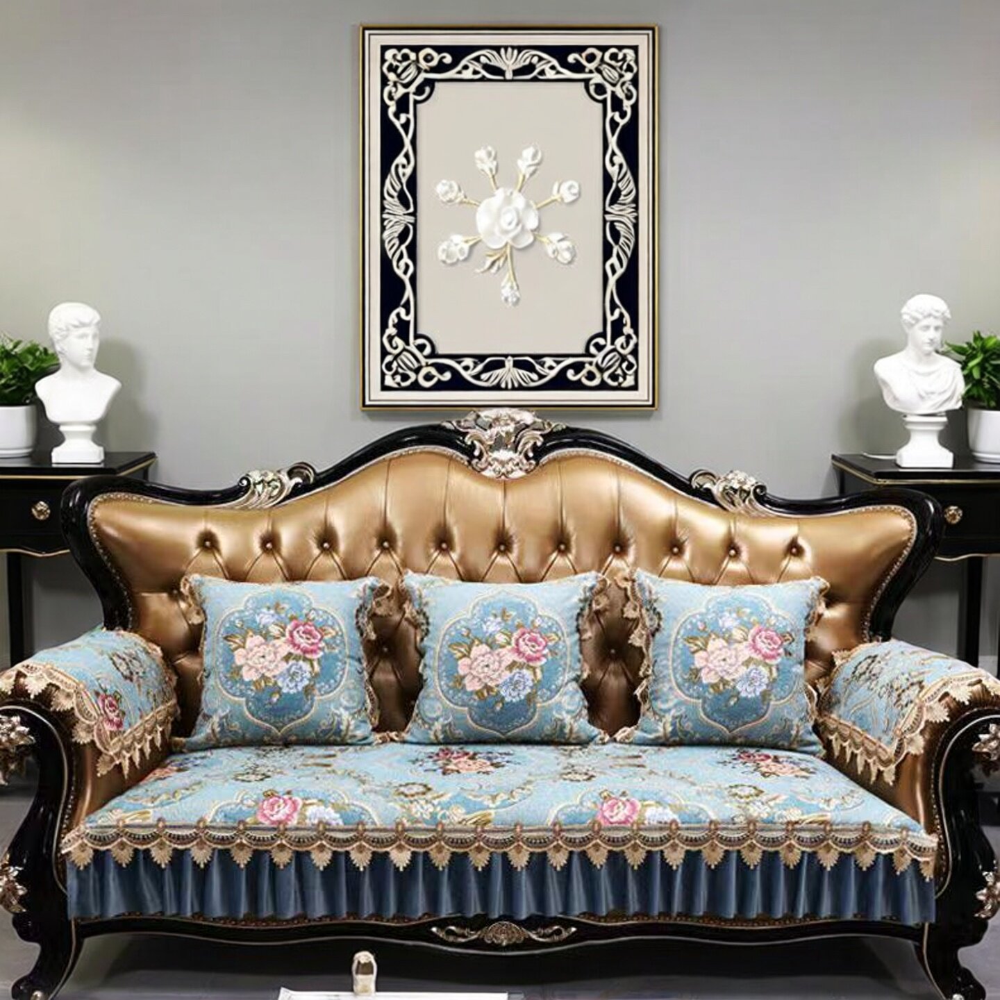 欧式沙发垫高档奢华组合沙发防滑坐垫套罩美式田园四季贵妃真皮垫