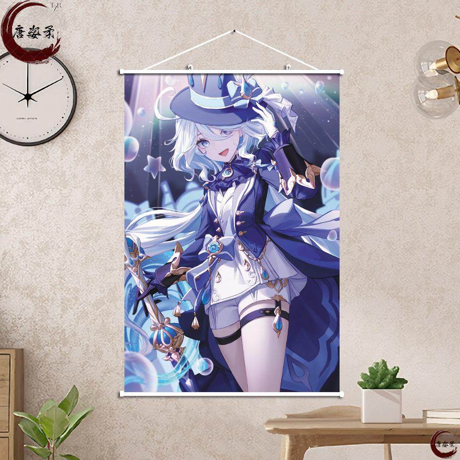 原神挂画芙宁娜那维莱特热转印挂画装饰画墙画布画卷轴海报多尺寸