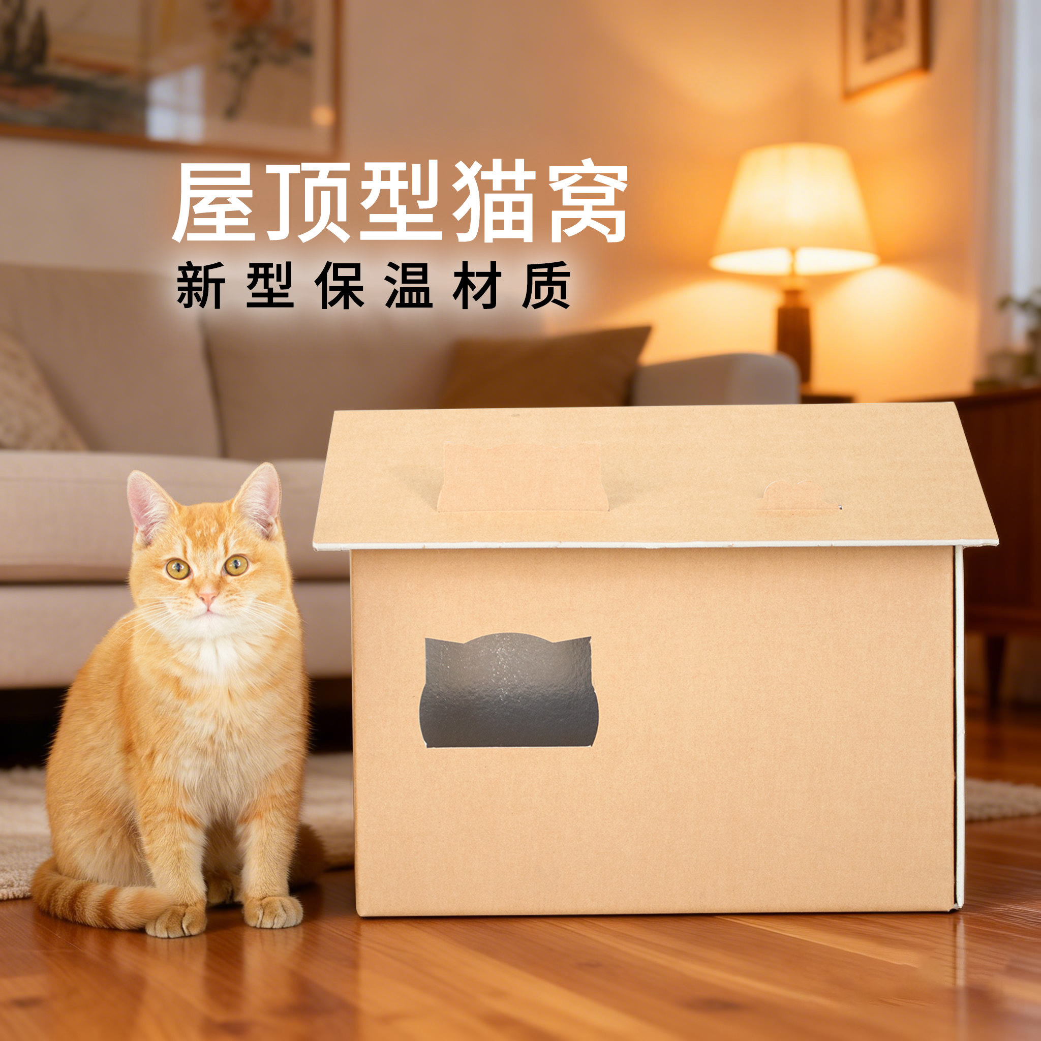 猫抓板猫窝一体保暖耐磨防水大号猫狗产房瓦楞纸箱磨爪玩具宠物窝图片