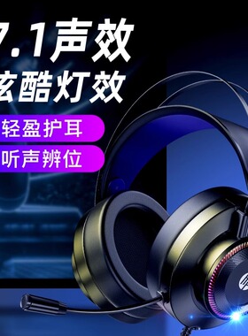 HP/惠普GH10电脑耳机头戴式游戏降噪有线耳麦克风台式笔记本网吧