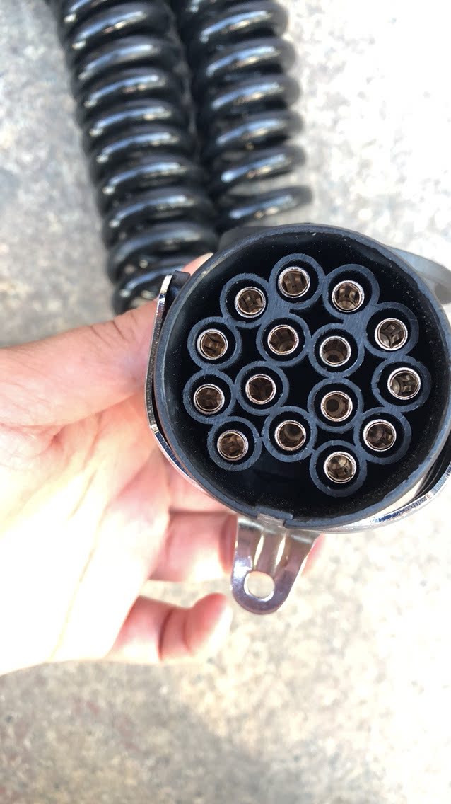 日野五十铃半挂车沃尔沃abs/ebs电源连接线15芯弹簧线插头插座