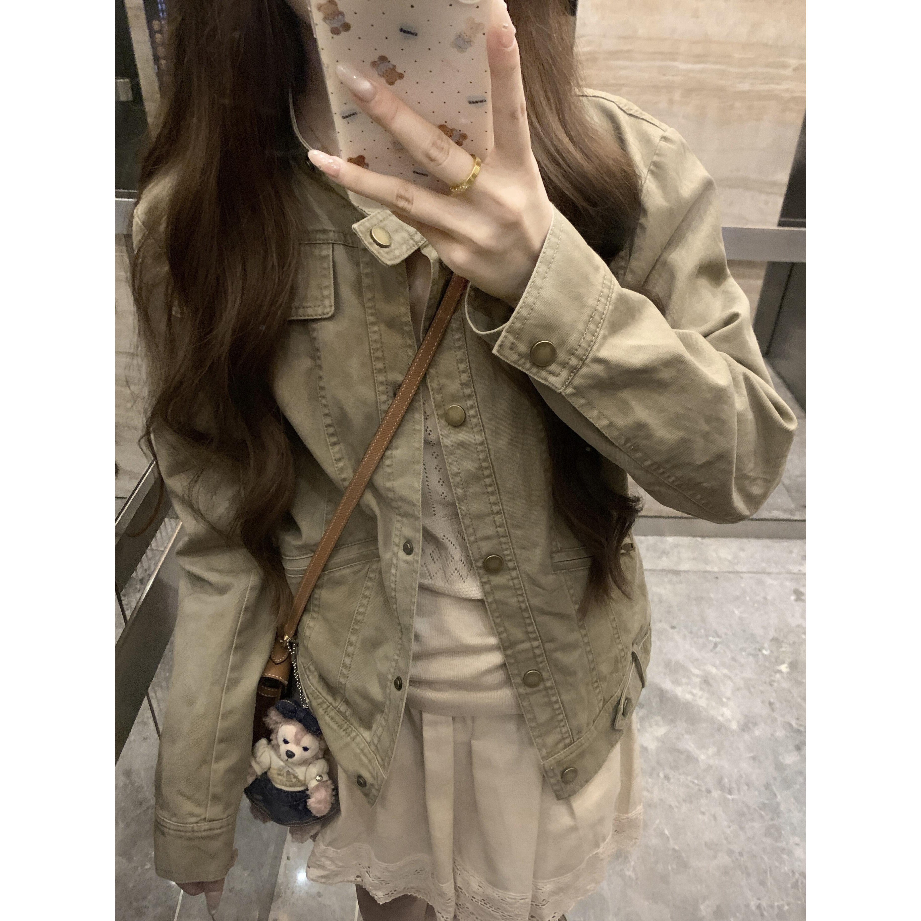 韩系工装牛仔短外套女秋新款图片