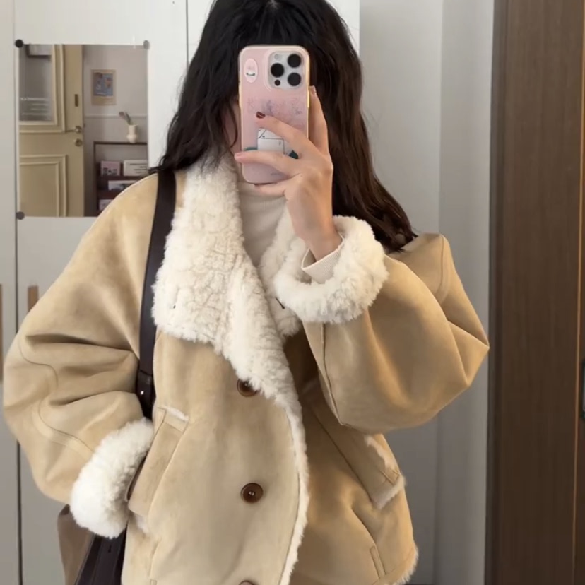 2025冬季小众复古羊羔毛外套女