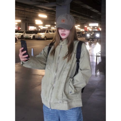 美式设计感立领工装夹克女秋季
