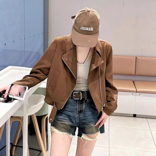 设计感显瘦夹克上衣 厂家直销韩系麂皮绒外套女26秋小个子休闲时尚