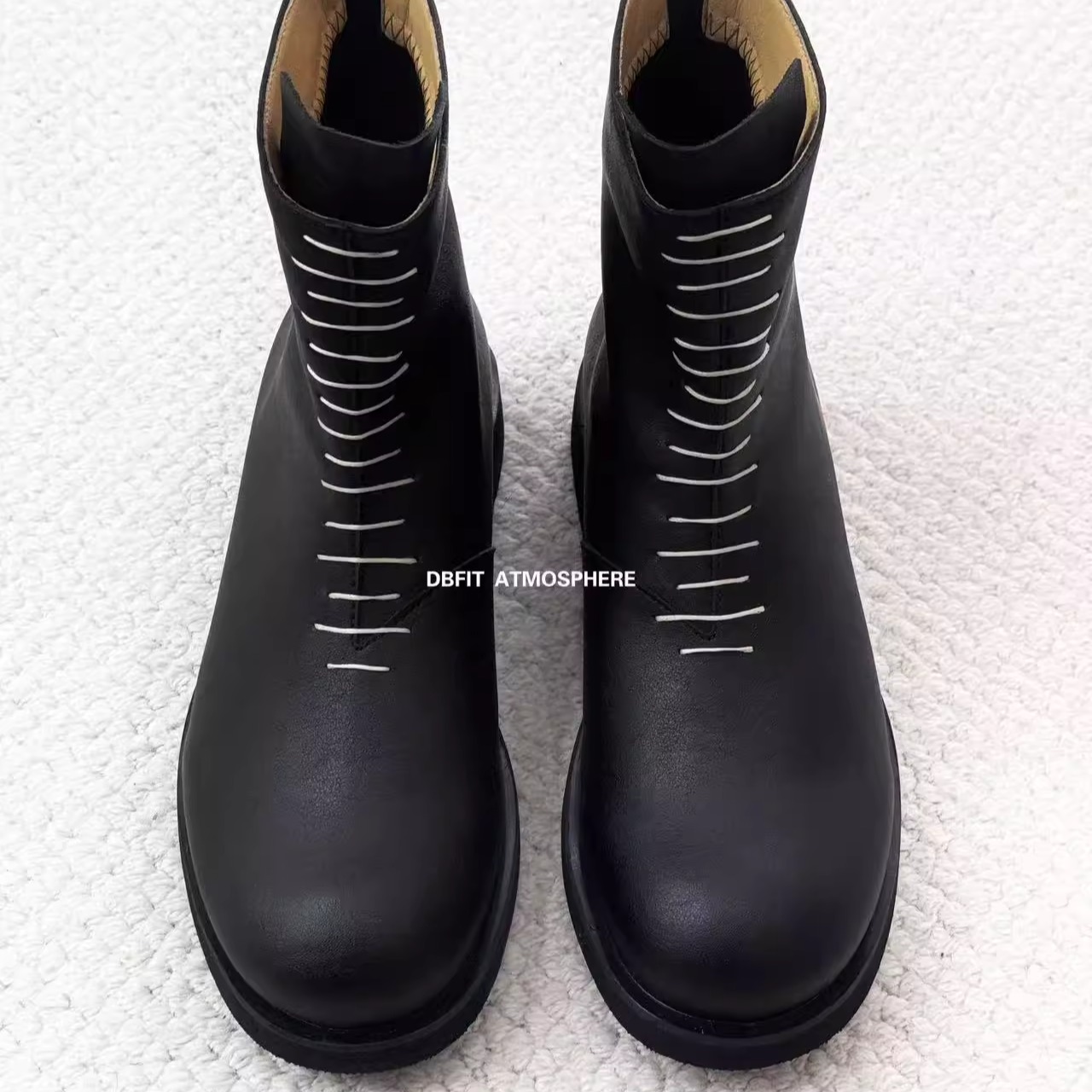 DBFIT牛皮厚底小众缝线马吉拉风做旧切尔西软面时装靴男女情侣款
