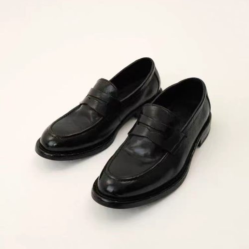 DBFIT牛皮水洗四季通勤乐福鞋增高厚底休闲软面做旧微褶男德比鞋