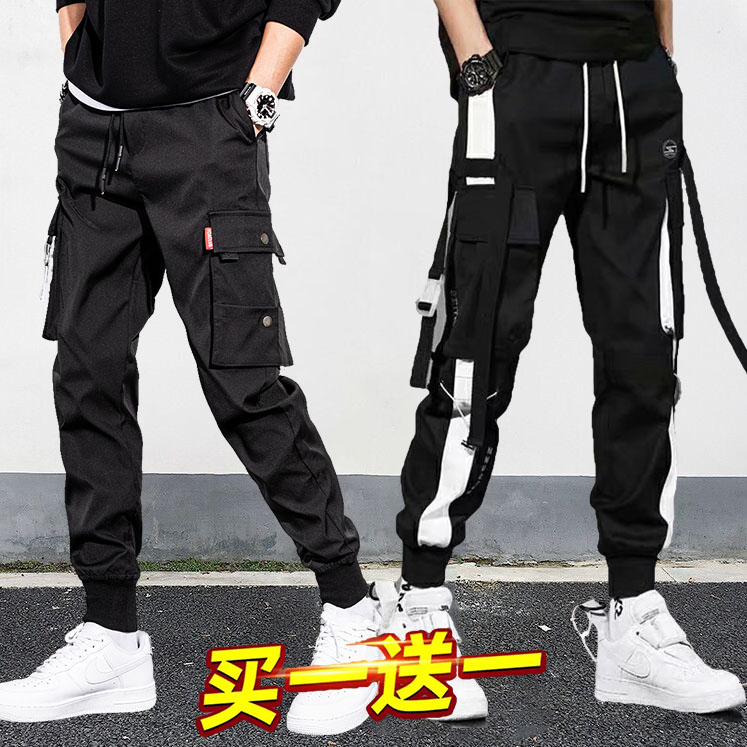 秋夏工装裤男潮牌ins宽松束脚机能风痞帅薄款休闲港风百搭九分裤