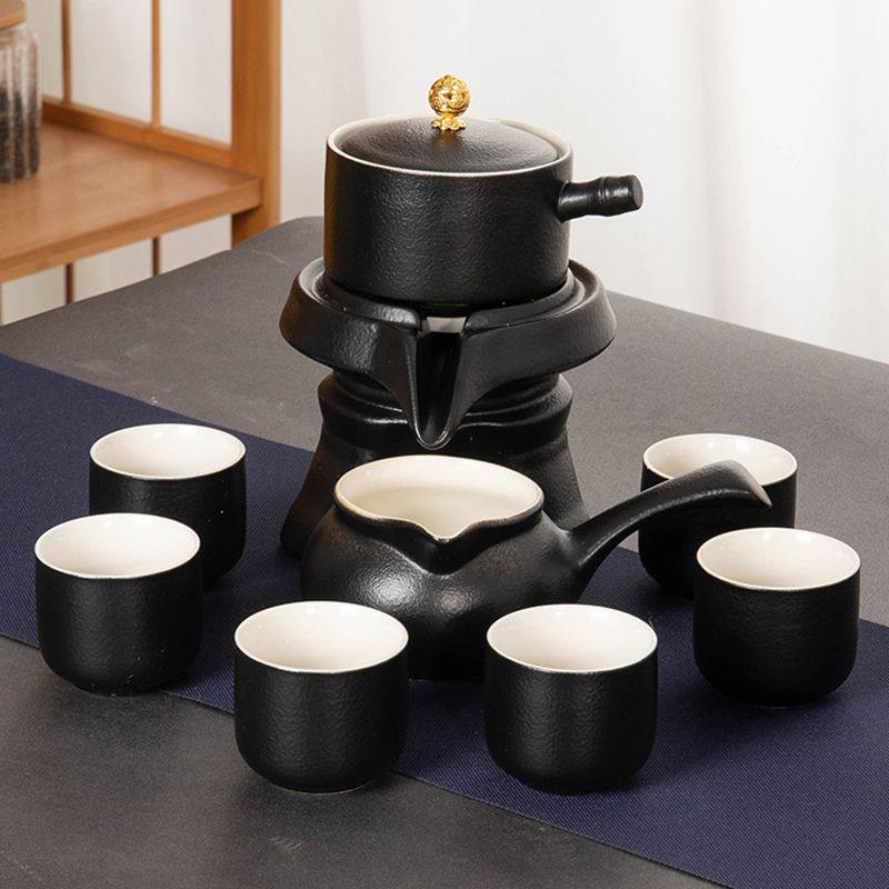 黑陶高档懒人石磨功夫自动茶具套装简约小套家用茶杯茶壶泡茶神器,餐饮具,功夫茶具,淘宝优惠券,粉丝福利购,淘宝优惠卷