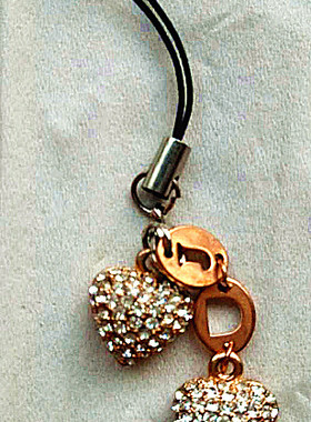 特价  闪闪水钻爱心款黄色手机链   手机挂件