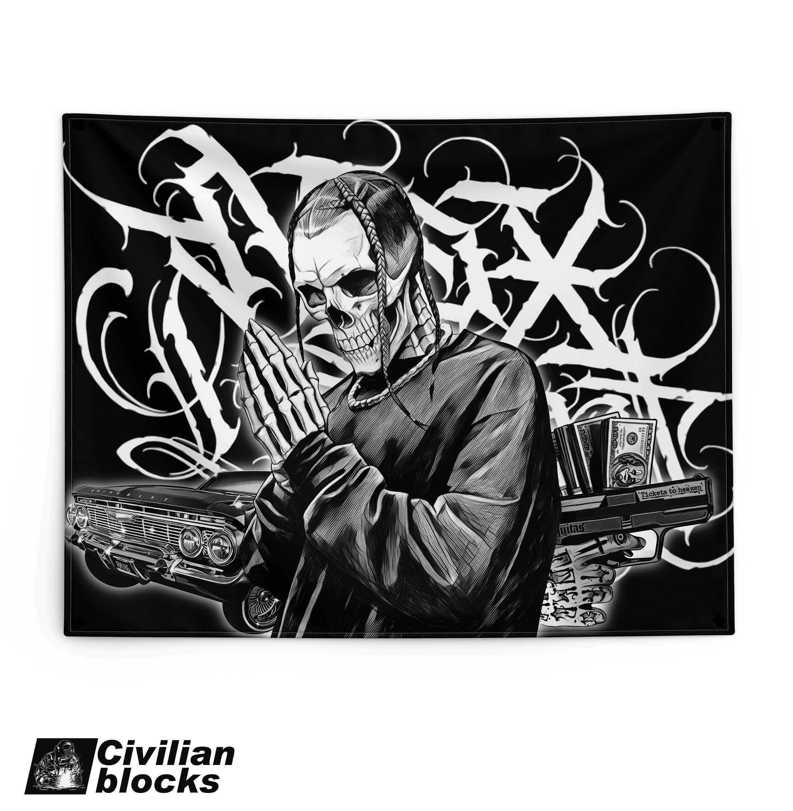 奇卡诺说唱tattoo西海岸花体字gta纹身嘻哈hiphop背景布