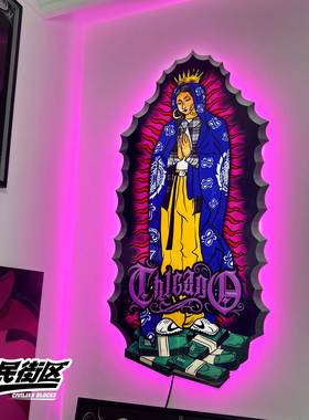 定制西海岸barbershop奇卡诺说唱纹身店铺装饰开业礼品客厅发光