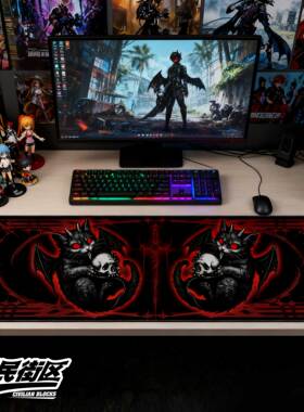 定制纹身哥特暗黑朋克tatto花体字摇滚猫二次元印花电脑鼠标垫