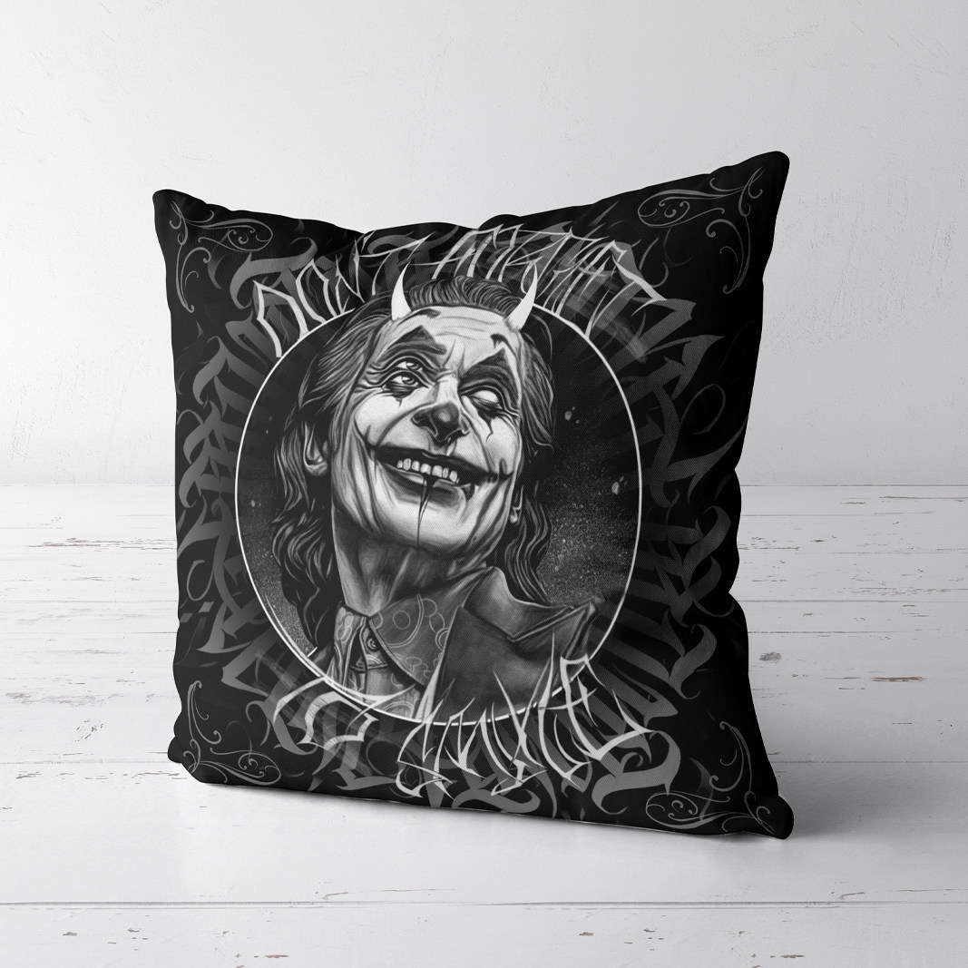 西海岸奇卡诺 hip hop小丑墨西哥olds chool花体字joker硬核抱枕