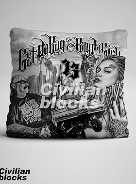 定制西海岸奇卡诺 hip hop墨西哥olds chool花体字LA匪帮硬核抱枕