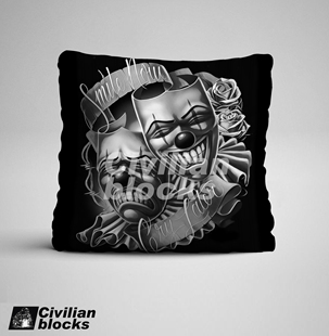 later西海岸奇卡诺oldschool花体字匪帮抱枕 smile 定制cry now