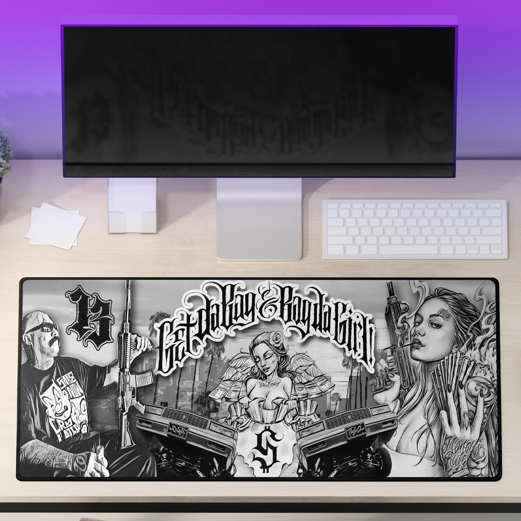 西海岸奇卡诺old school花体字嘻哈说唱匪帮硬核鼠标垫