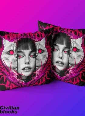 定制亚文化复古哥特奇卡诺粉色olds chool花体字美元奇卡诺抱枕