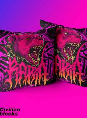 定制纹身网红哥特直播恶霸犬西海岸朋克亚olds chool花体字抱枕