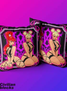 定制欧美ins复古哥特奇卡诺粉色olds chool花体字美元奇卡诺抱枕