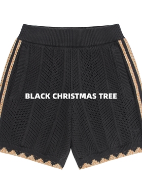 黑色圣诞树25SS 定织混纺镂空提花金标凝结短裤edison宋雨琦同款