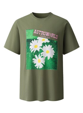【断码特价】TRAVIS SCOTT Cactus范丞丞同款小雏菊棉麻短袖T恤