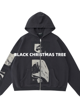 ERD忧郁的富二代24SS麦当娜插画wookvibe水洗做旧拉链卫衣外套