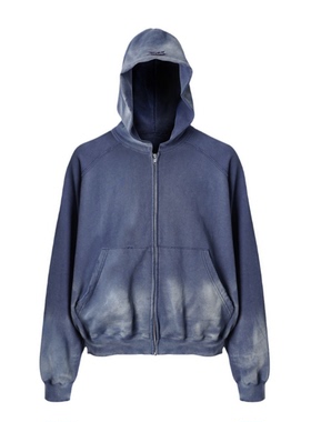 23SS Far.archive渐变褪色水洗做旧破坏复古高街基础帽衫卫衣外套