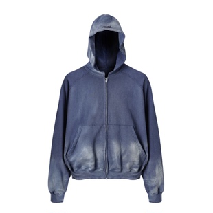 23SS 卫衣外套 Far.archive渐变褪色水洗做旧破坏复古高街基础帽衫