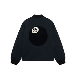 黑色圣诞树8 BALL黑8菱形格拉链秋冬保暖休闲复古夹克棉服外套