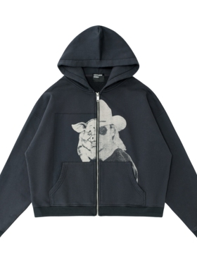 ERD 24SS忧郁的富二代垃圾猪水洗做旧廓形wookvibe猪人卫衣外套