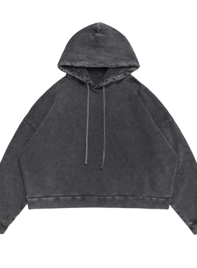 黑色圣诞树 AC风格水洗雪花做旧BOXY廓形卫衣长裤套装王安宇同款