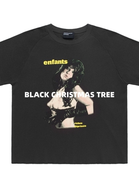 ERD忧郁的富二代 25SS Slave Girl女人像印花水洗做旧插肩短袖T恤