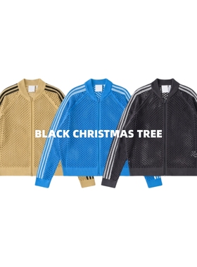 黑色圣诞树24FW定织三色镂空毛织拉链针织衫外套Jennie陈冠希同款