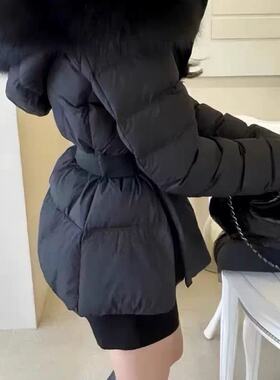 韩国原版2026新款冬季新修身收腰显瘦加厚羽绒棉服女大毛领外套