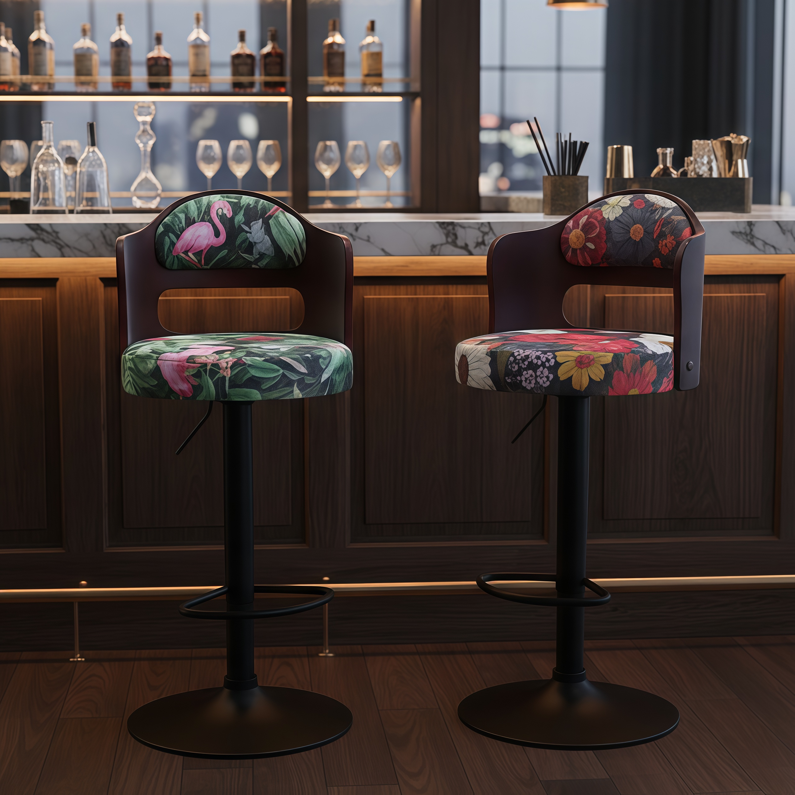 吧台椅升降现代简约高脚吧台凳子家用靠背收银前台实木欧式酒吧椅