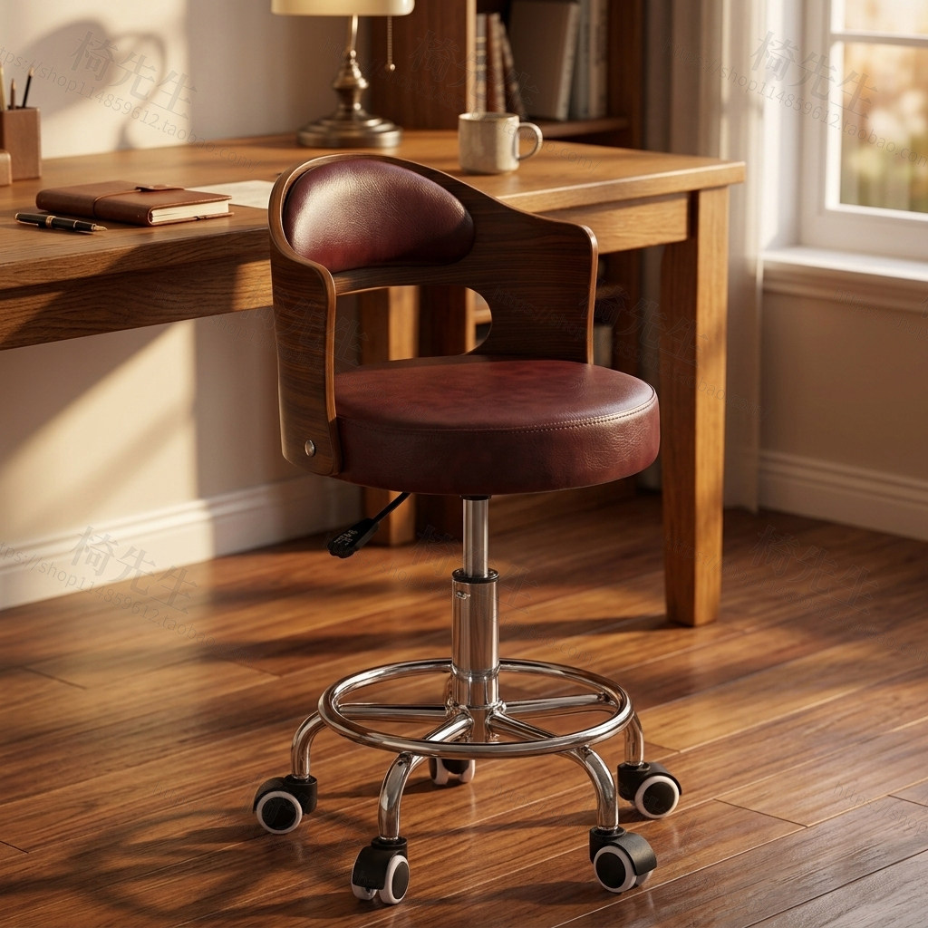 实木小巧电脑转椅家用学生书桌椅靠背学习椅书房凳子美甲美容院椅