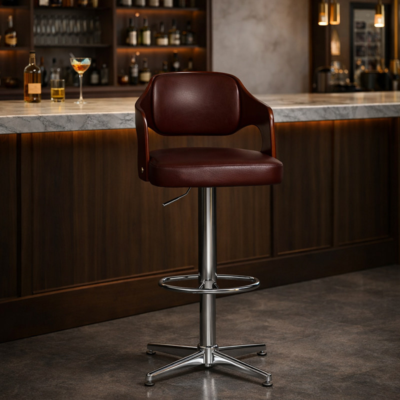 吧台椅升降欧式实木酒吧椅北欧家用前台高脚凳子靠背吧凳现代简约