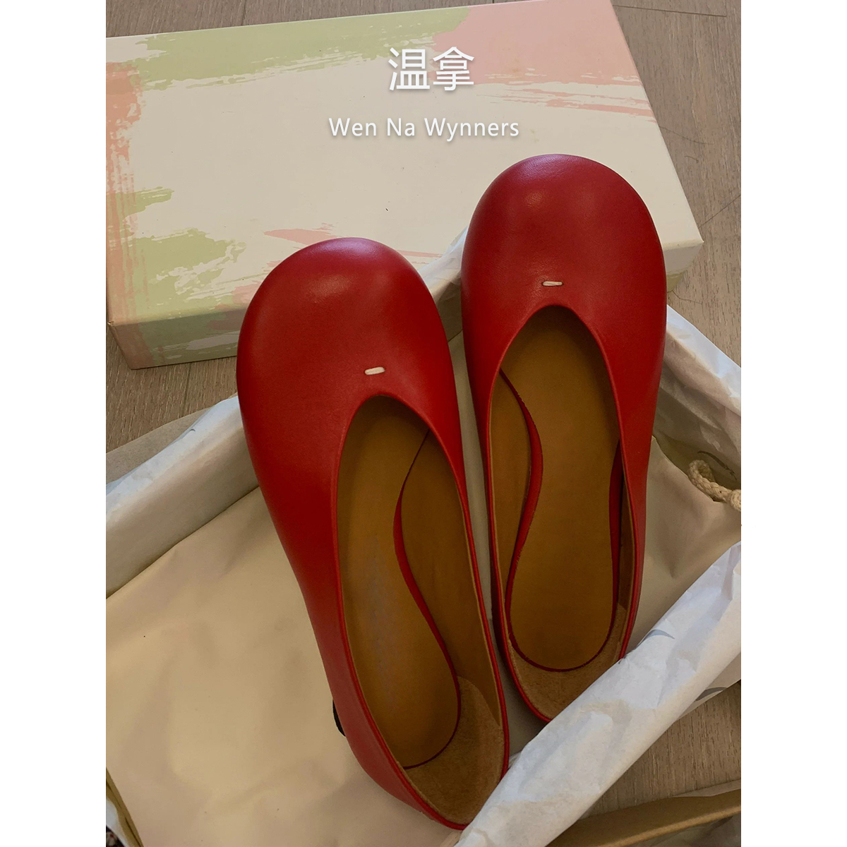 米奇大头小红鞋圆头一脚蹬单鞋女