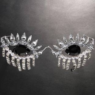 欧洲和美国莱茵石眼镜框的妇女JFS格黑色滑稽架眼镜架照片道具eve