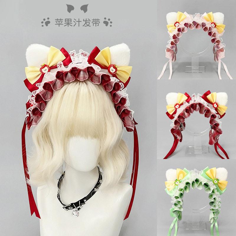 洛丽塔毛绒猫耳头饰二次元漫展女仆猫耳发饰手作日系猫耳朵发带