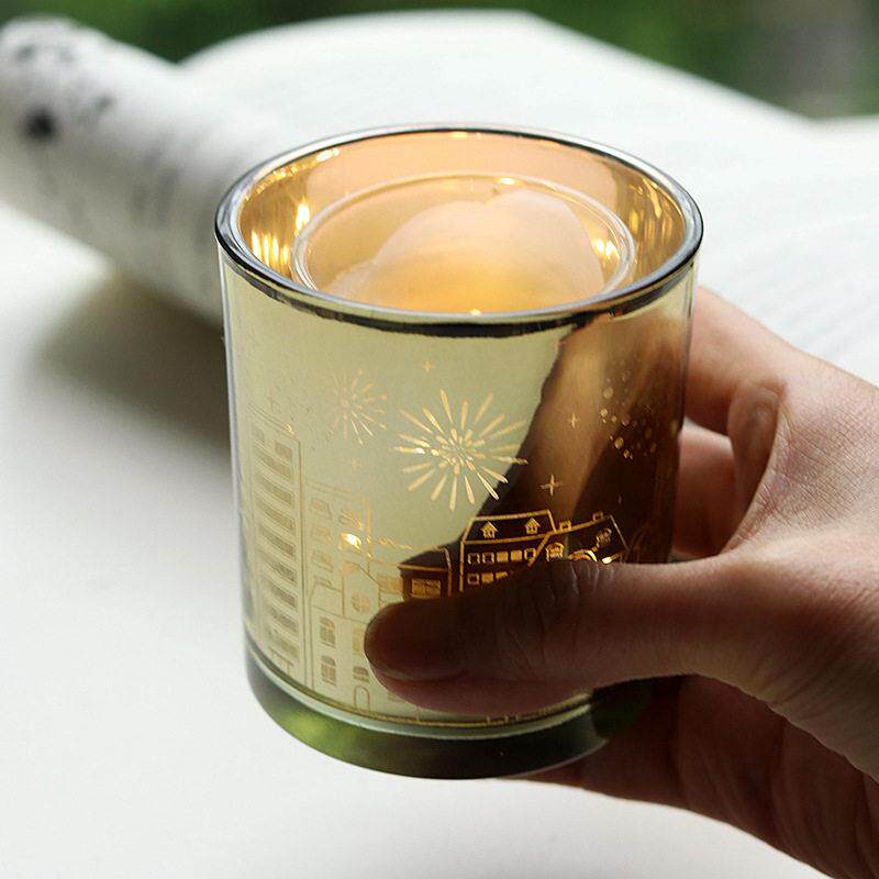 现货金色星空空杯玻璃DIY烛杯电镀摆件桌面玻璃工厂